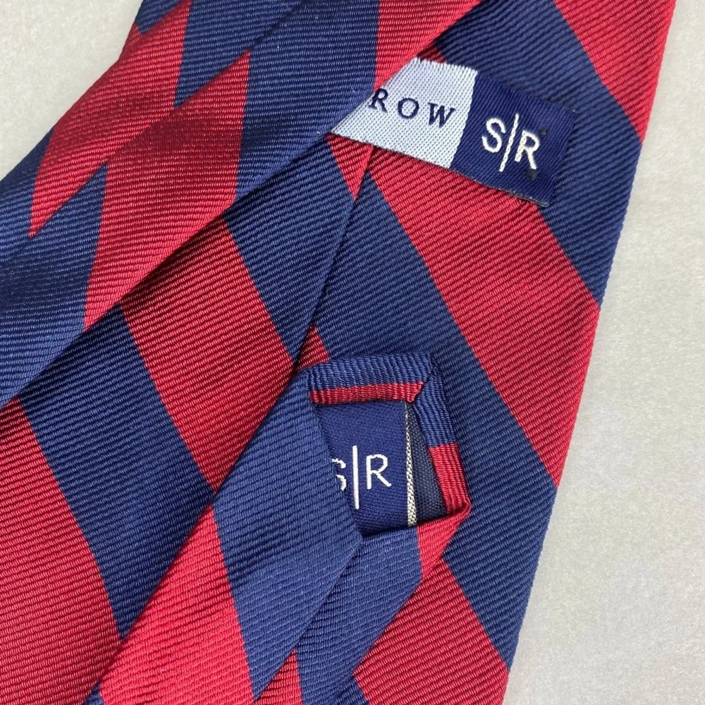 Savile Row Striped Repp Silk Necktie Mens Red Navy Blue Preppy Professional 57x4
